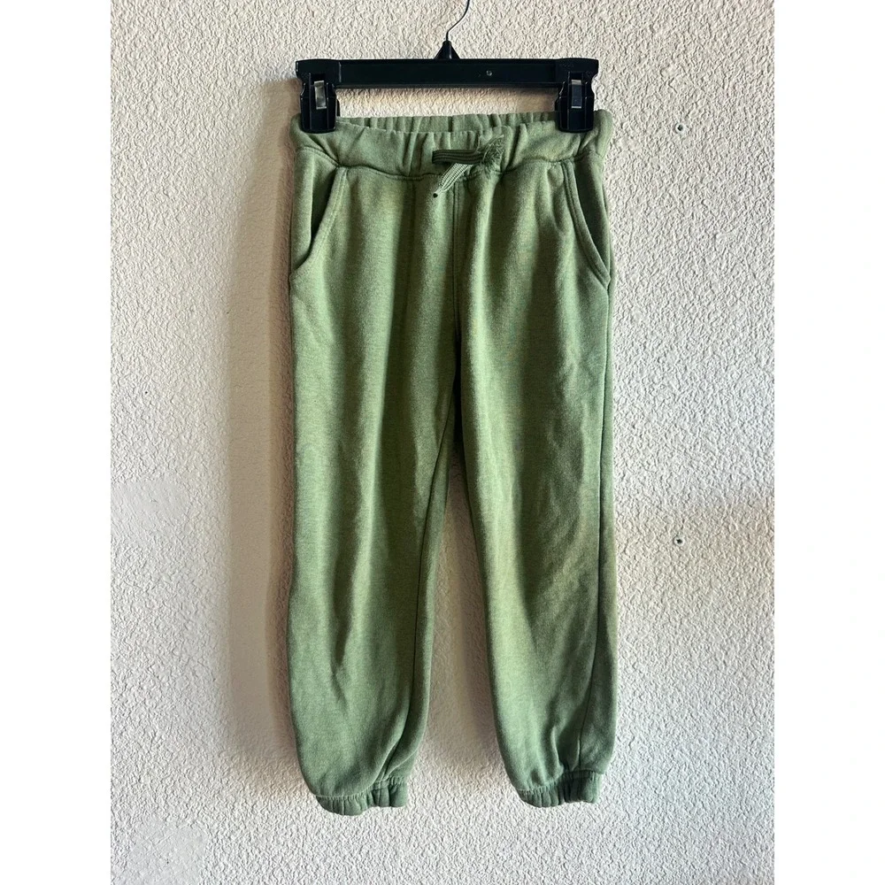 Old Navy Jogger Sweatpants Kids 4T 3-Pack Green Gray Fleece Drawstring Lot